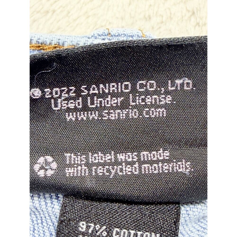 Sanrio Kuromi Wide Leg Jeans Light Wash Embroidered Graphic Women 30" Waist - Picture 7 of 13